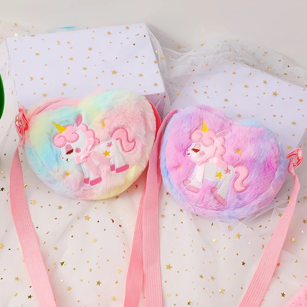 Accordion Wallet Zip - Cute Unicorn For Girls Plush Heart