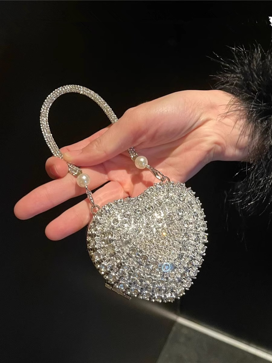 Luxury Bags For Women - Luxury Small Bling Heart Shape Diamond