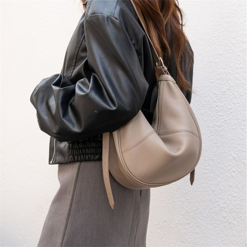 Luxury Bags Made - BURMINSA Luxury Genuine Leather Soft Hobo