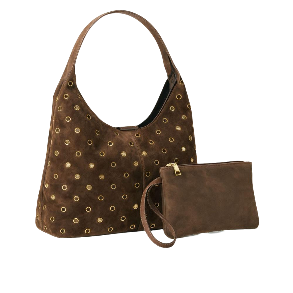 Suede Metal Studded Tote Bag w - Accordion Wallet Zip recensione e prezzo