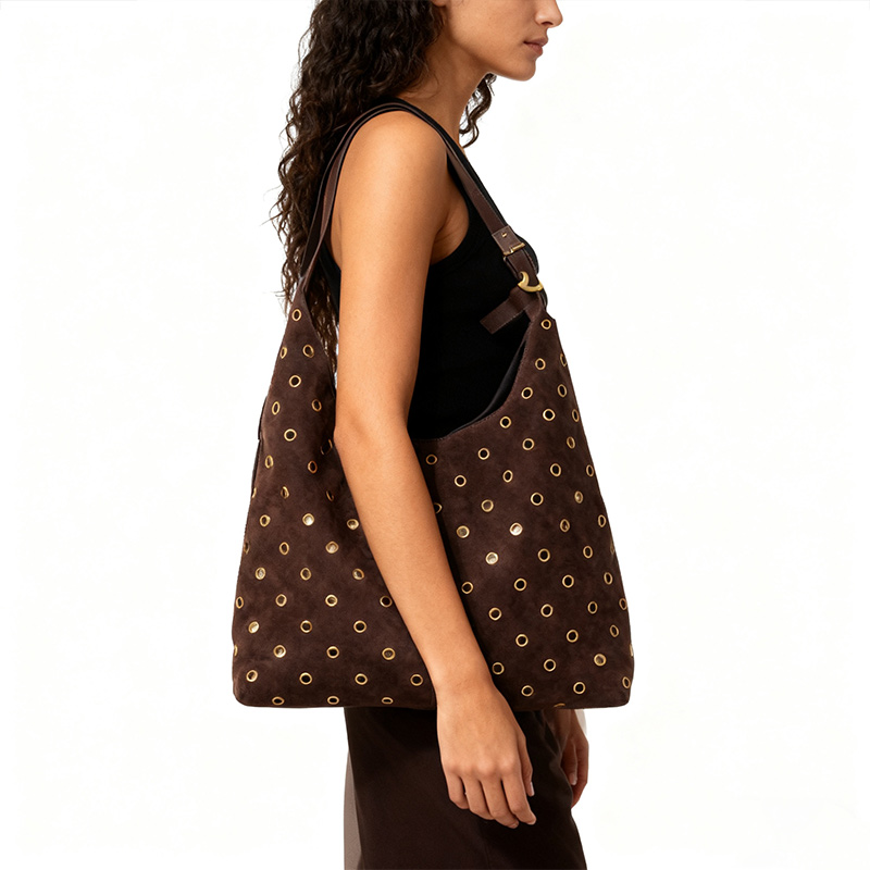 Suede Metal Studded Tote Bag w - Accordion Wallet Zip recensione e prezzo